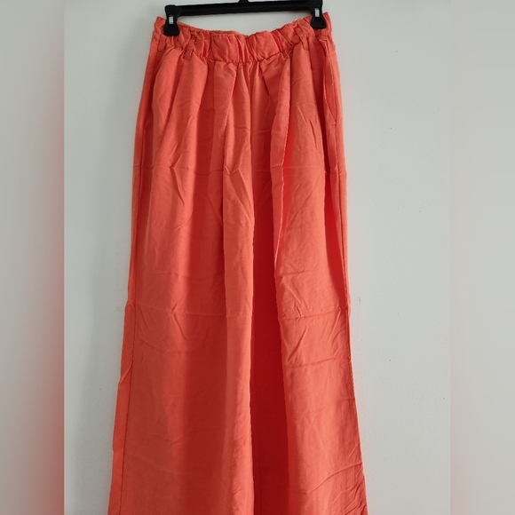 Free People Nothing to Say Pleated Trouser Orange NWOT - Picture 2 of 14